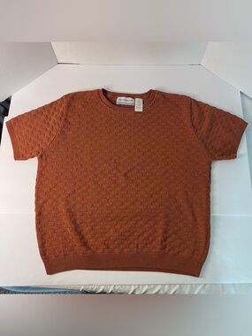 VTG Alfred Dunner Women's Short Sleeve Top Size Petite Large Burnt Orange Office
